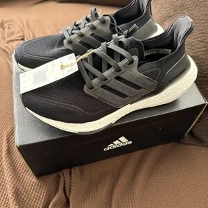 Adidas Ultraboost 21 White Core Black Running Boost Shoes Womens Size 6.5